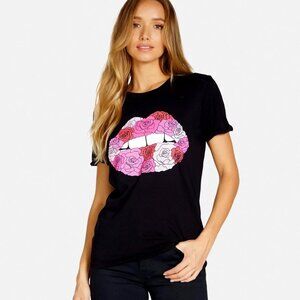 LAUREN MOSHI Edda Rose Lip Women's Oversized T-Shirt Size XS Made in USA